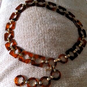 YSL Vintage belt, necklace  Faux Tortoise shell,  gold 29" + 7 " YSL tag.